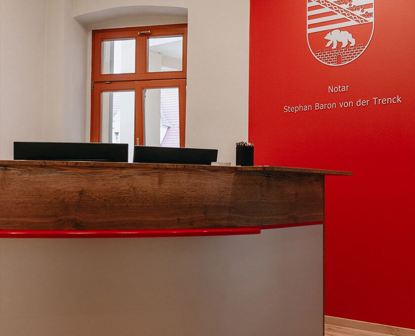Empfangsbereich in den Büroräumen von Notar Baron von der Trenck in Naumburg