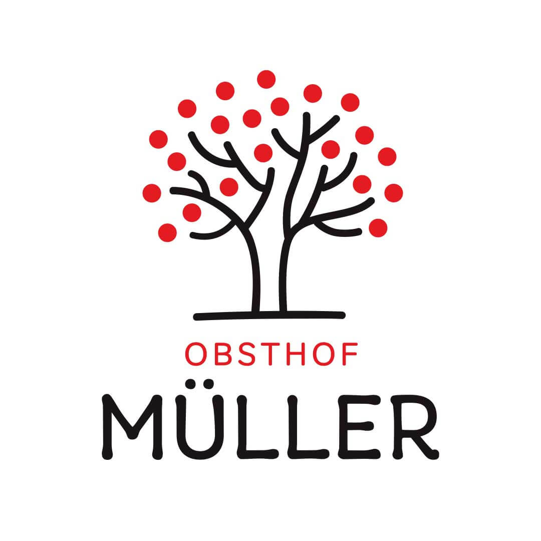 Das aktuelle Logo der Dachmarke Obsthof Müller - das Logo wurde von saalebrands erstellt