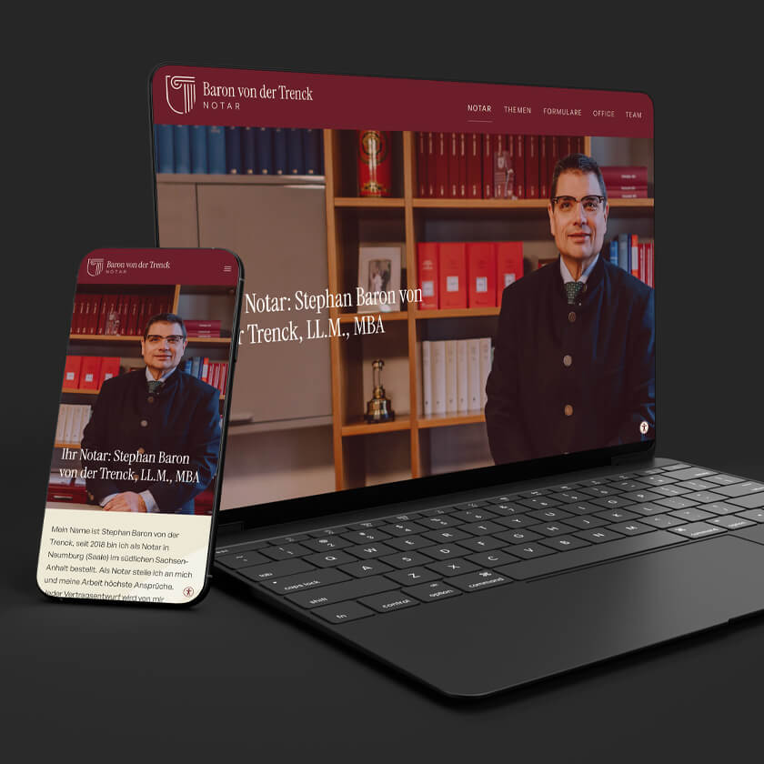 Visualisierung der Website in Desktopansicht von Notar Stephan Baron von der Trenck aus Naumburg