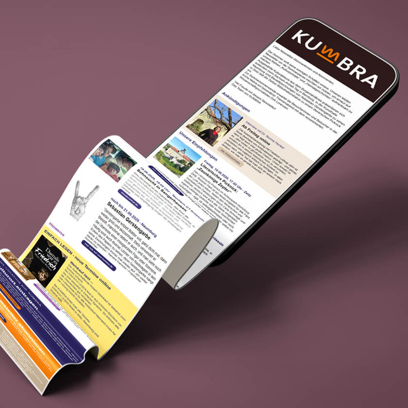 Visualisierung Newsletter KUMBRA, der Kulturmarke vom Burgenlandkreis