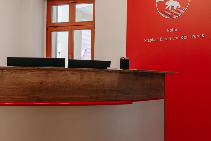 Empfangsbereich in den Büroräumen von Notar Baron von der Trenck in Naumburg